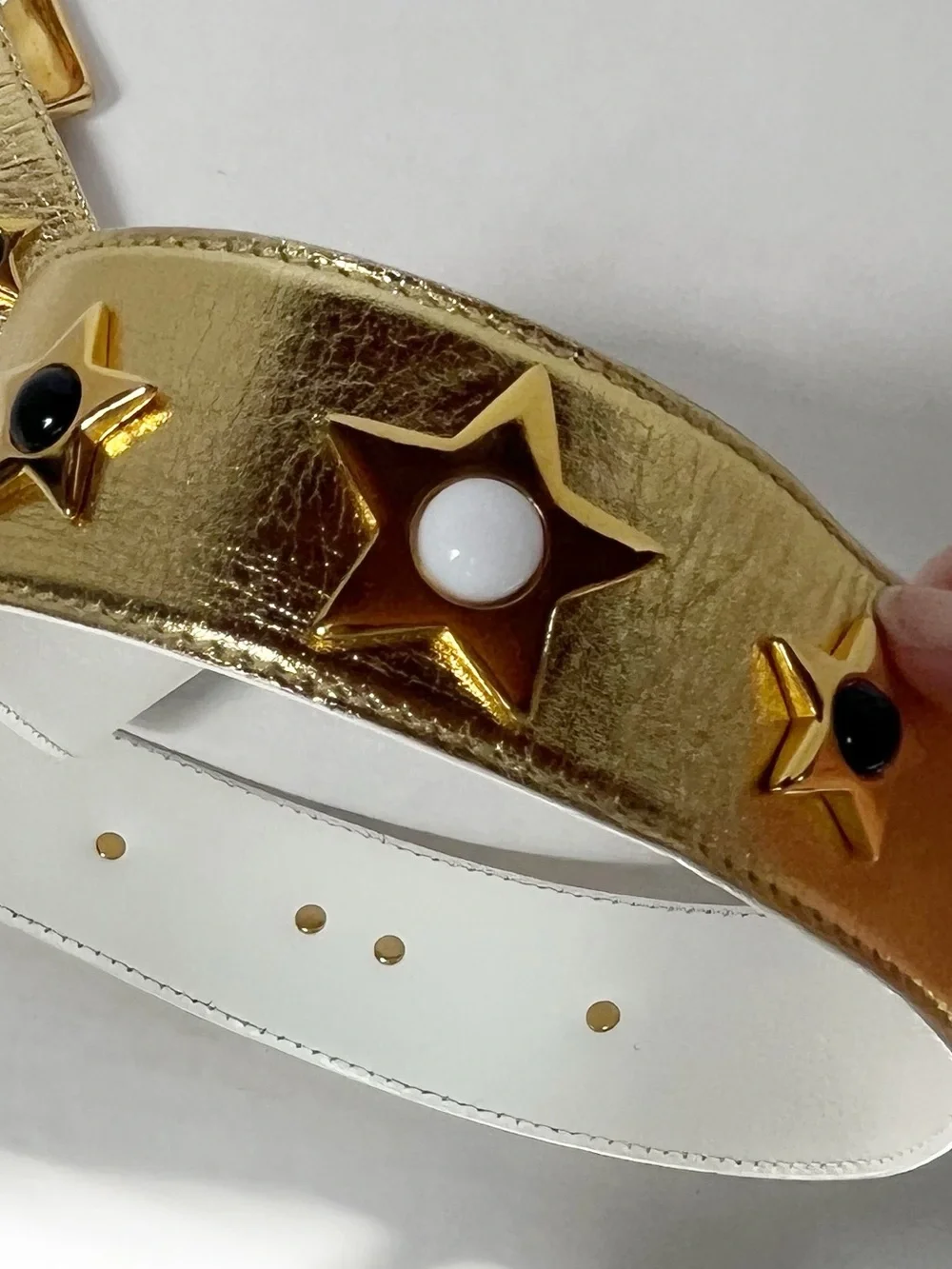 Vintage Escada Star Charm Studded Wide Gold Belt Sz 40